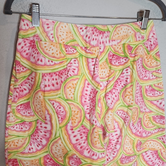 Talbots Melon Watermelon Crop Cotton Pants wome size 6 Petite 6P - Picture 4 of 16